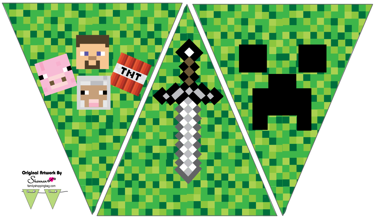 Minecraft Birthday Party in FREE Printable Chevron Banner Minecraft