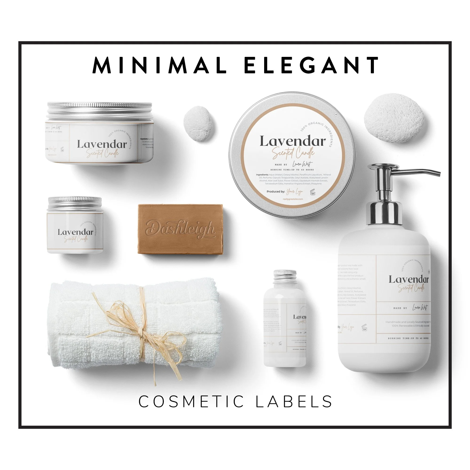 Minimal Elegant Cosmetic Labels Kit For Canva — Dashleigh Template in FREE Printable Cosmetic Label Template