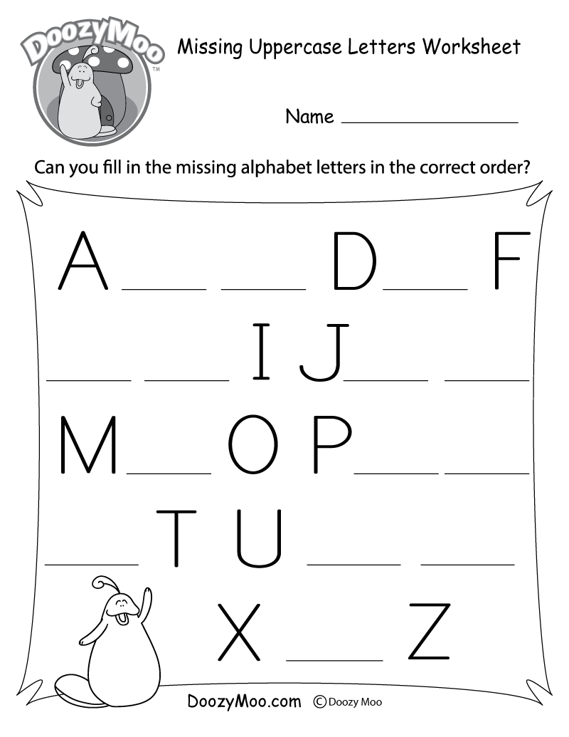 Missing Uppercase Letters Worksheet (Free Printable) - Doozy Moo for Free Printable Capital Letters Worksheets