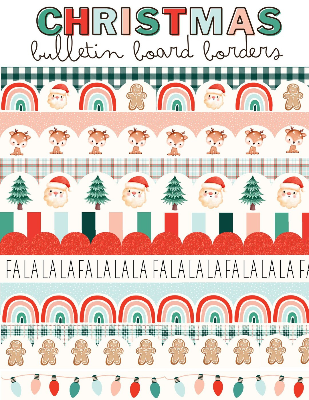Modern Christmas Bulletin Board Borders - Etsy within Free Printable Christmas Borders For Bulletin Boards