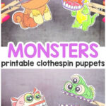 Monsters Clothespin Puppets with FREE Printable Clothespin Puppets Halloween