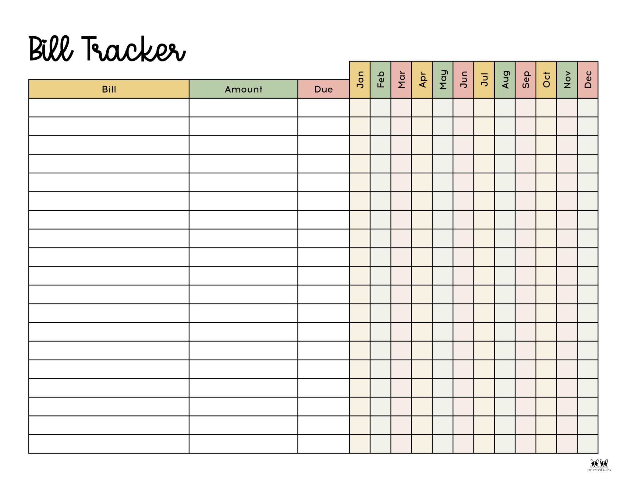 Monthly Bill Organizer Free Printable - Printable Party Favors inside Free Printable Charts For Bills