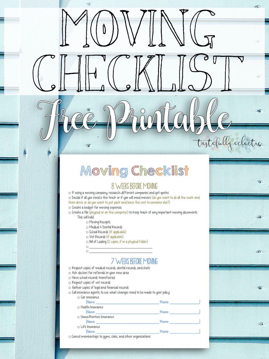 Moving Checklist Printable Free - Printable Party Favors inside Free Printable Checklist For Moving House
