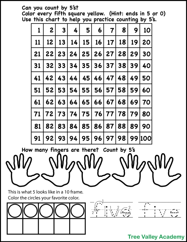 Number Bonds To 5 Free Math Worksheets - Tree Valley Academy with FREE Printable Counting by 5s Worksheet