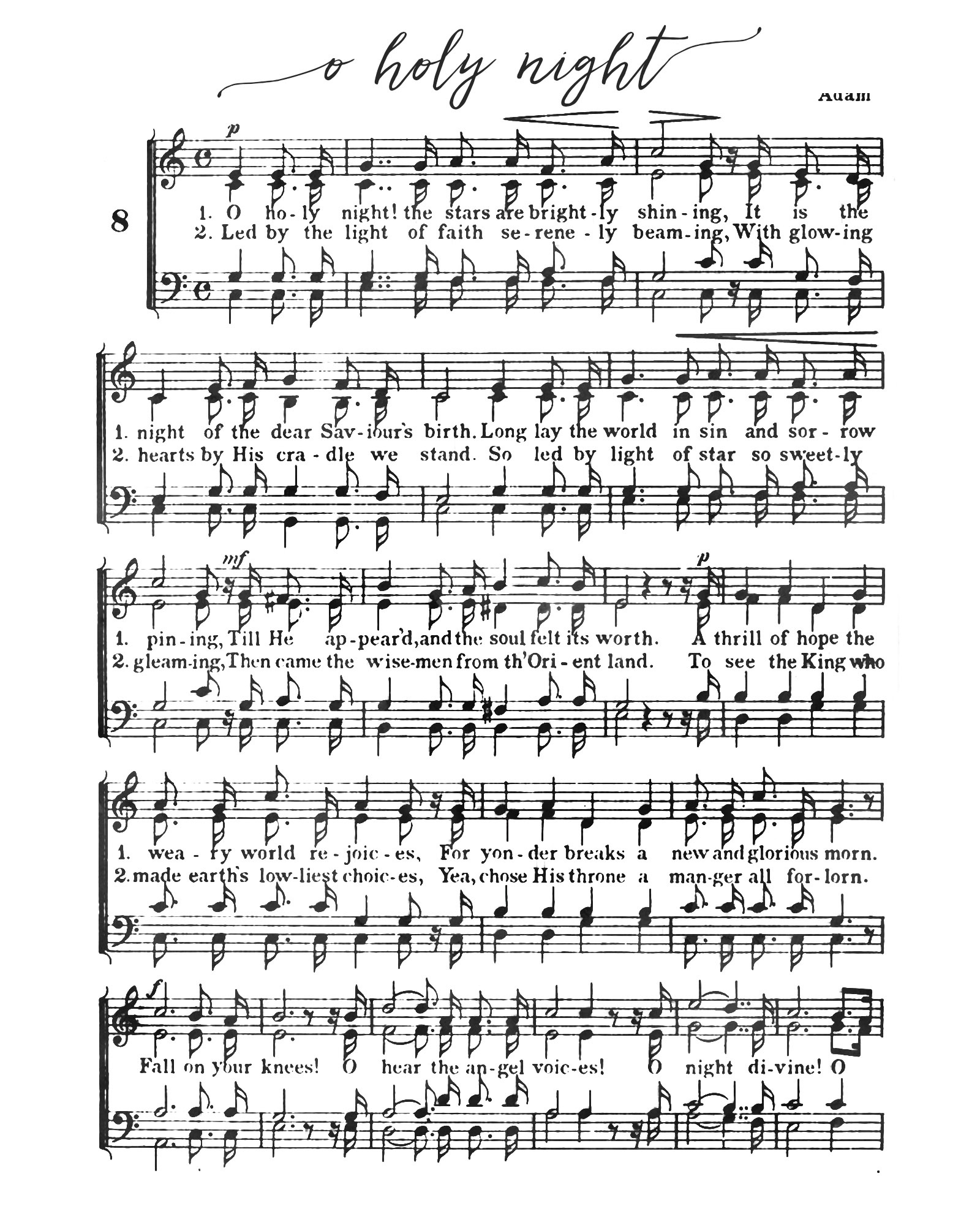O Holy Night - Free Printable Christmas Sheet Music - Our for FREE Printable Christmas Music For Piano