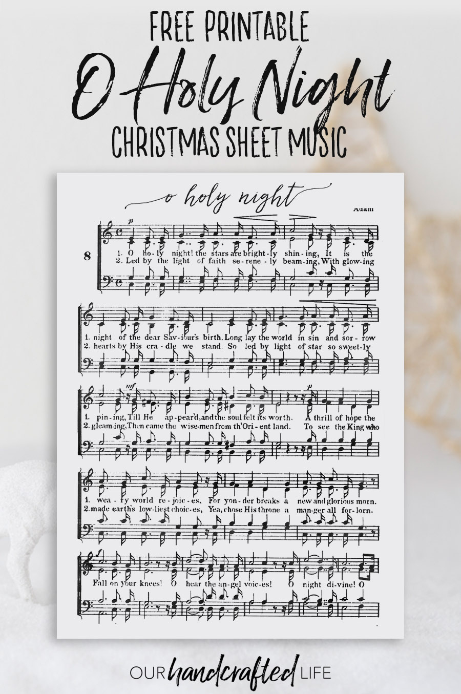 O Holy Night - Free Printable Christmas Sheet Music - Our inside FREE Printable Christmas Music Piano