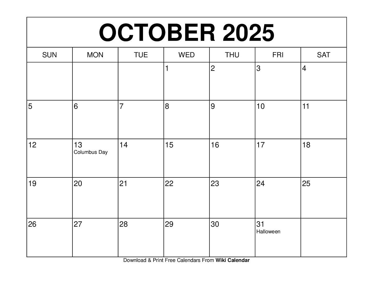 October 2025 Calendar - Printable Templates &amp;amp; More inside Free Printable Calendar Oct 2025