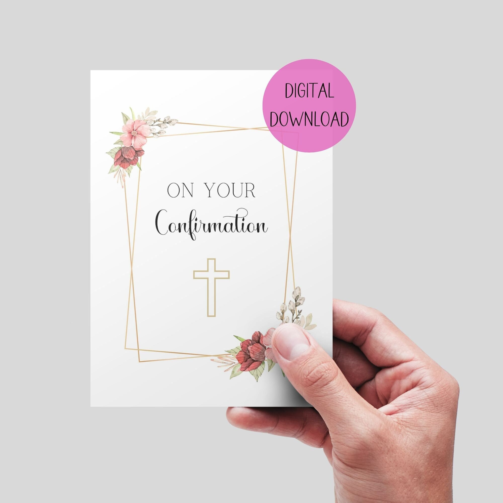 On Your Confirmation Day Card. Printable Card |Floral Confirmation within Free Printable Catholic Confirmation Cards