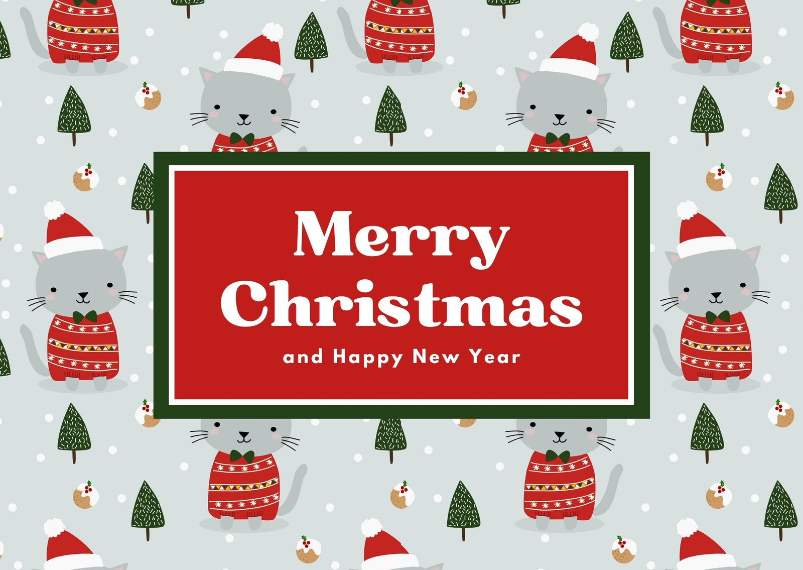 Page 2 - Free Custom Printable Cute Christmas Card Templates | Canva inside Free Printable Cat Christmas Cards