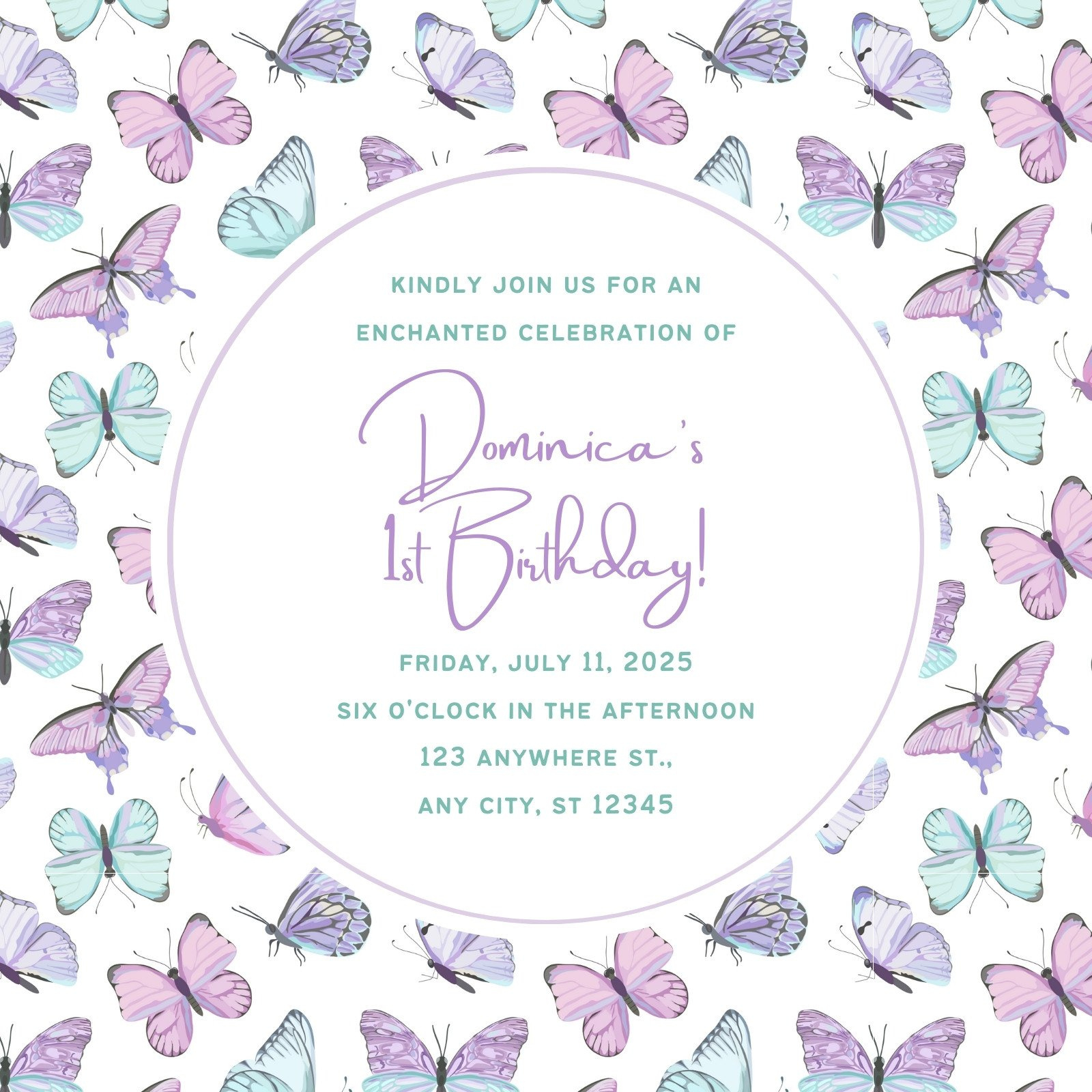 Page 4 - Free To Edit And Print Butterfly Invitation Templates | Canva regarding FREE Printable Butterfly Birthday Invitations