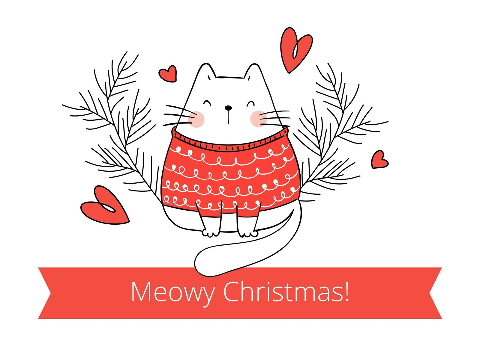 Page 7 - Free Custom Printable Cute Christmas Card Templates | Canva with FREE Printable Cat Christmas Cards
