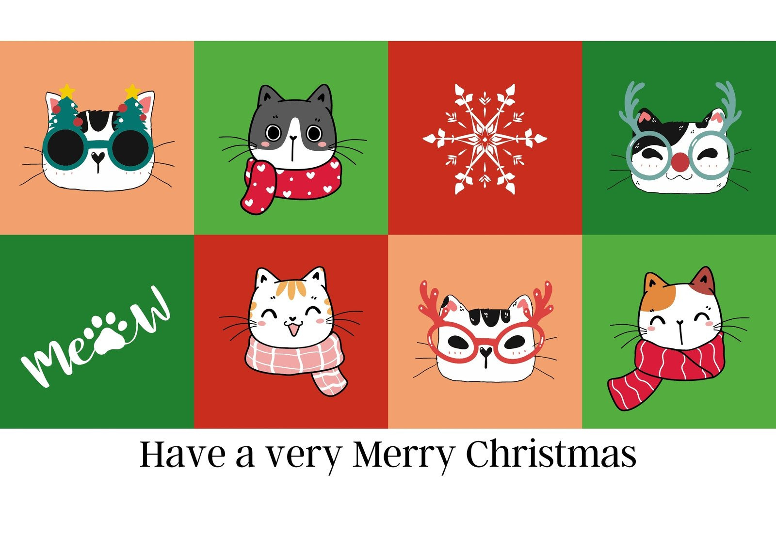 Page 9 - Free Custom Printable Cute Christmas Card Templates | Canva throughout Free Printable Cat Christmas Cards