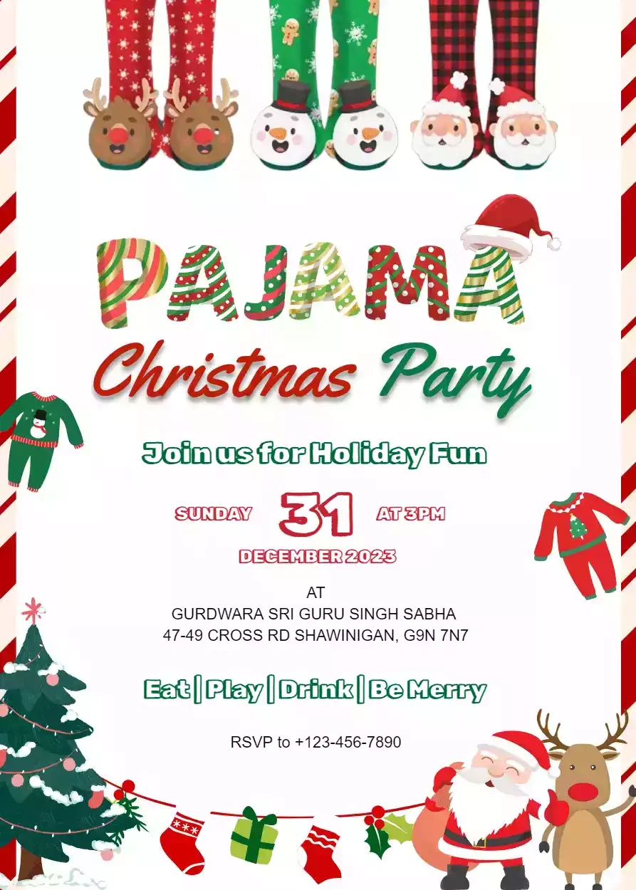 Pajama Christmas Party Invitations pertaining to Free Printable Christmas Pajama Party Invitations