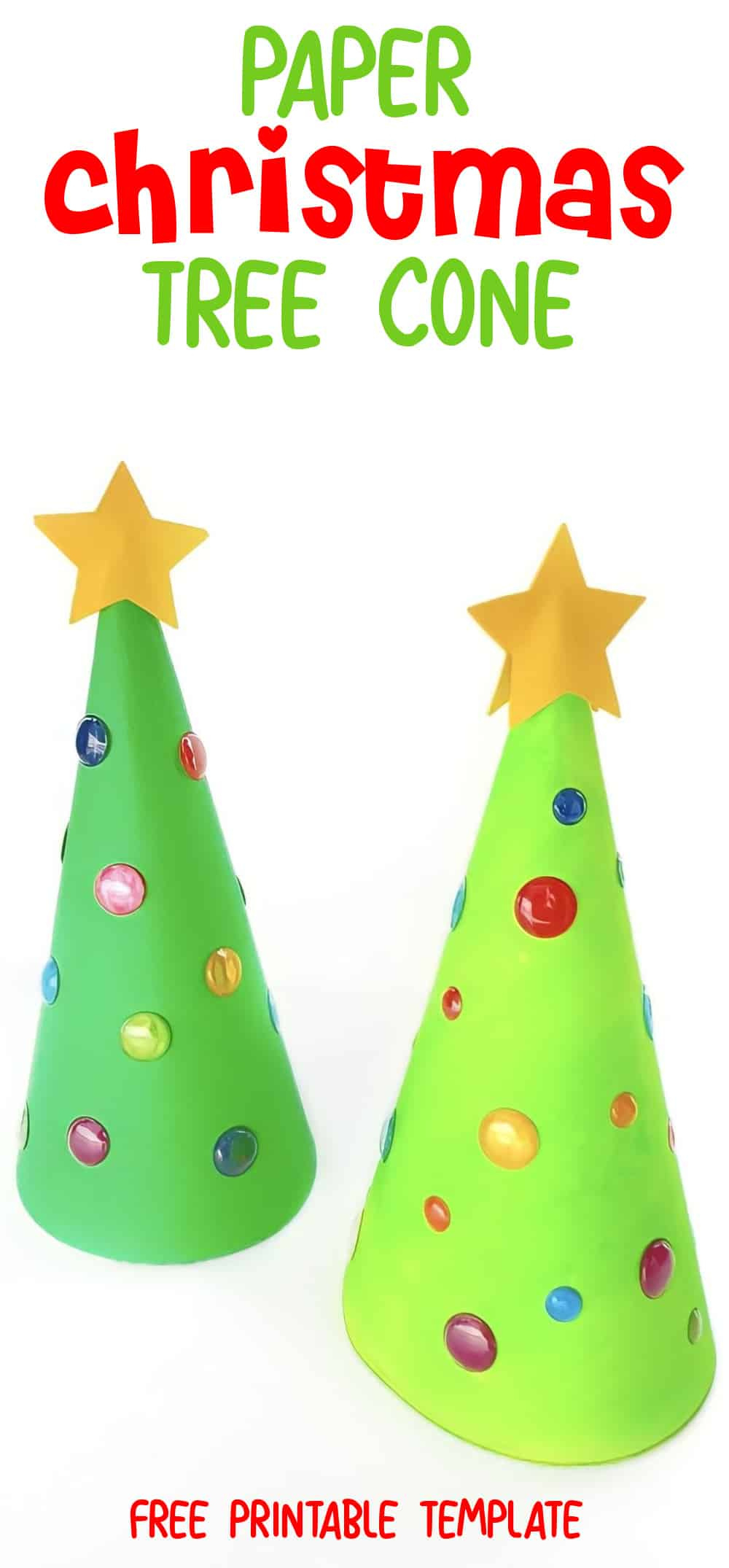 Paper Cone Christmas Tree Craft With Free Printable Template inside Free Printable Christmas Tree Cone Template