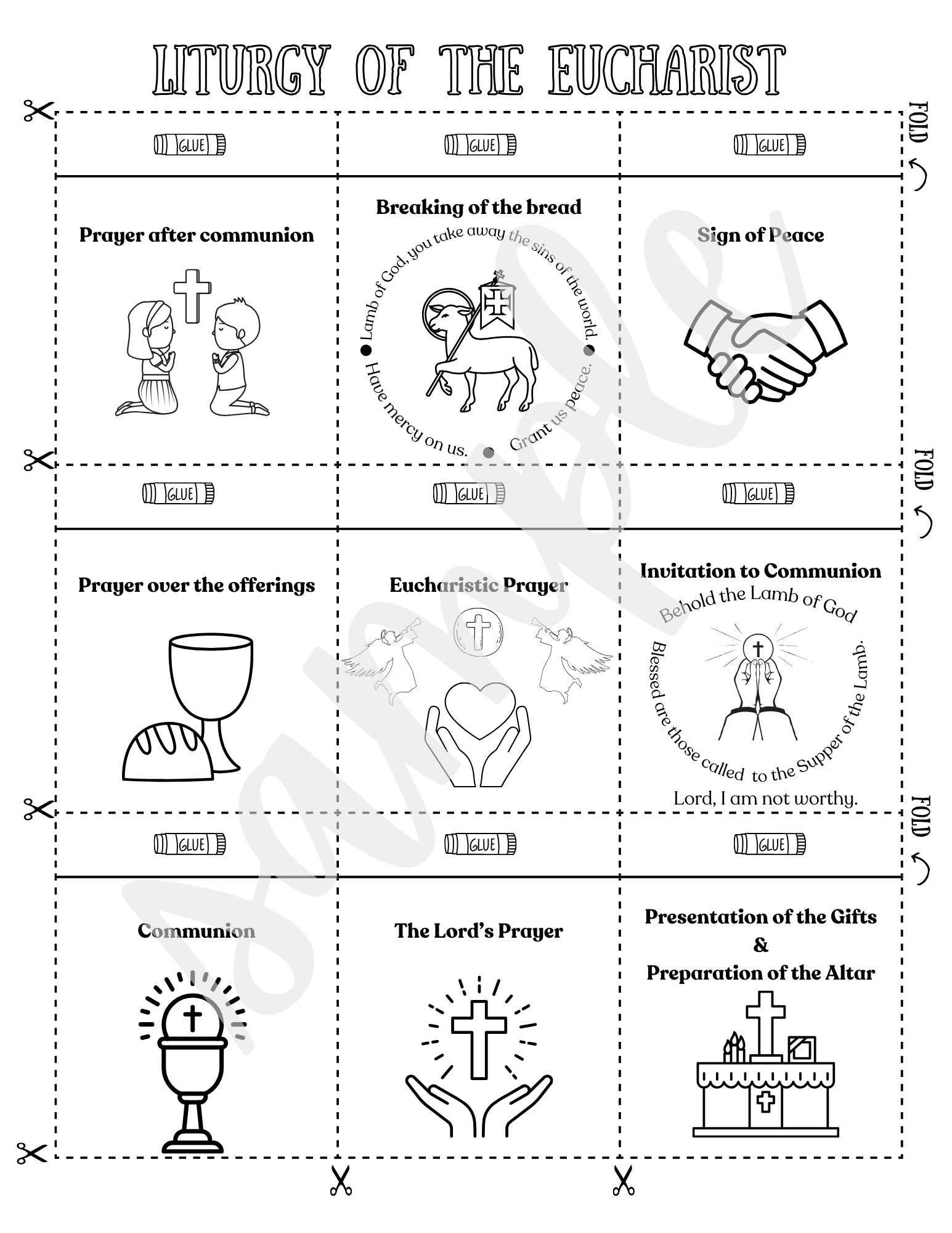 Parts Of The Mass Worksheet, Catholic Mass Worksheet - Etsy in FREE Printable Catholic Mass Worksheets