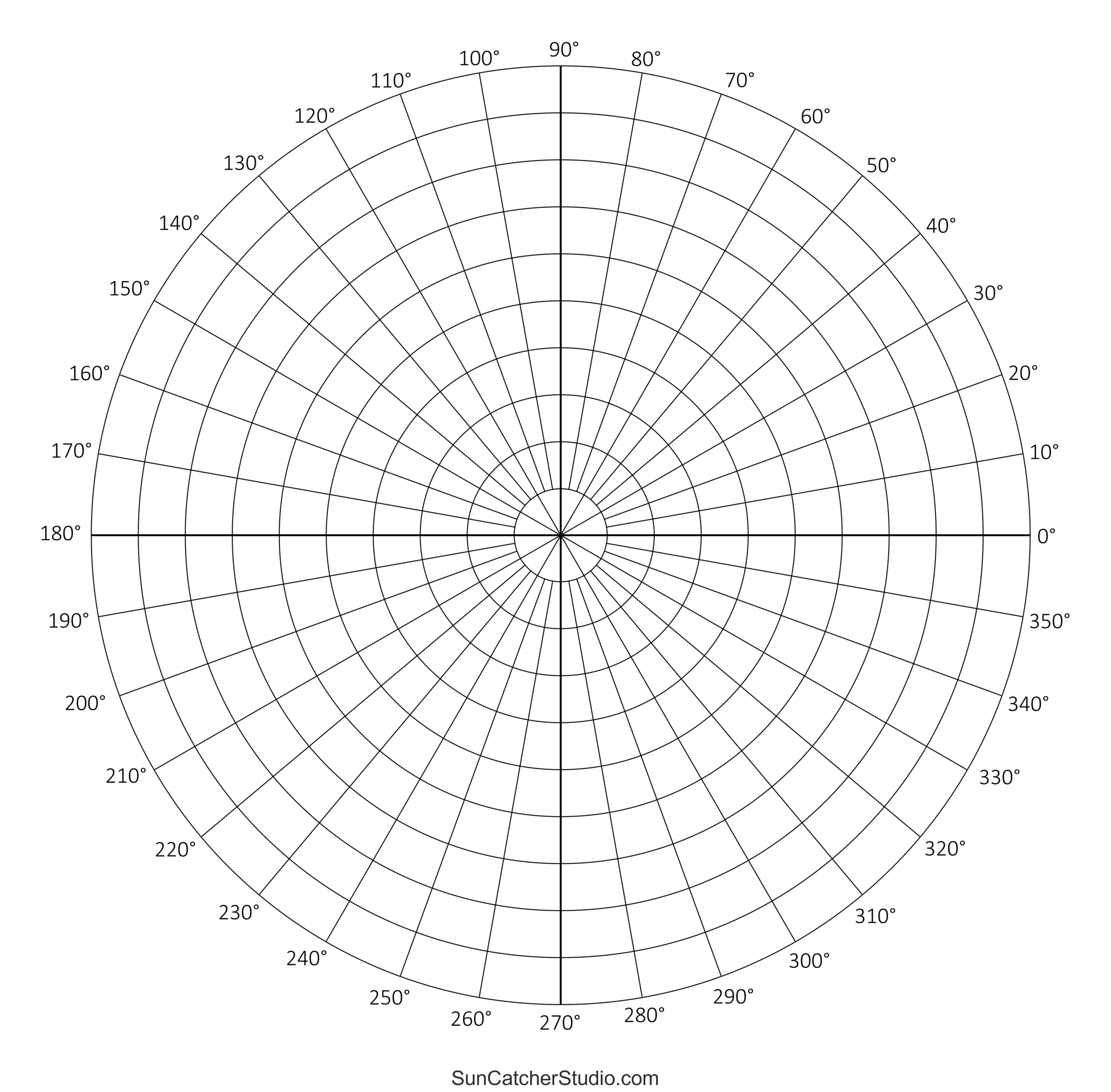 Polar Graph Paper (Printable Pdf With Radians And Degrees) – Free pertaining to FREE Printable Circle Graph Worksheets