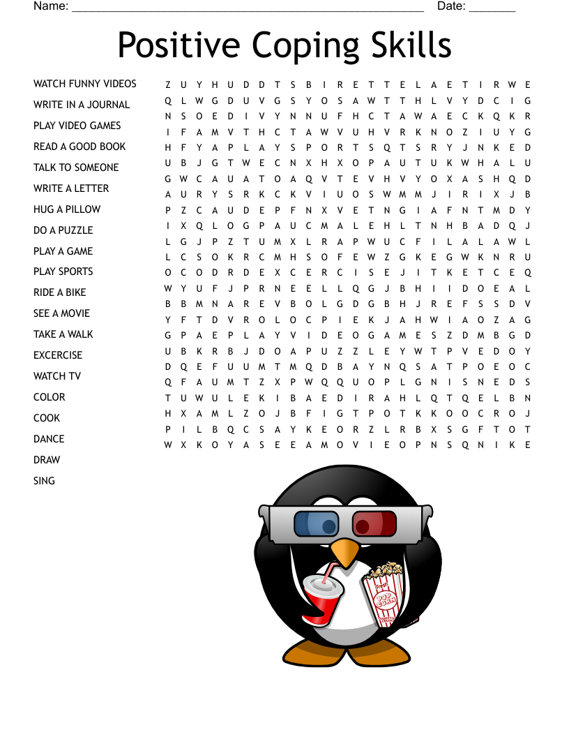 Positive Coping Skills Word Search - Wordmint inside FREE Printable Coping Skills Games