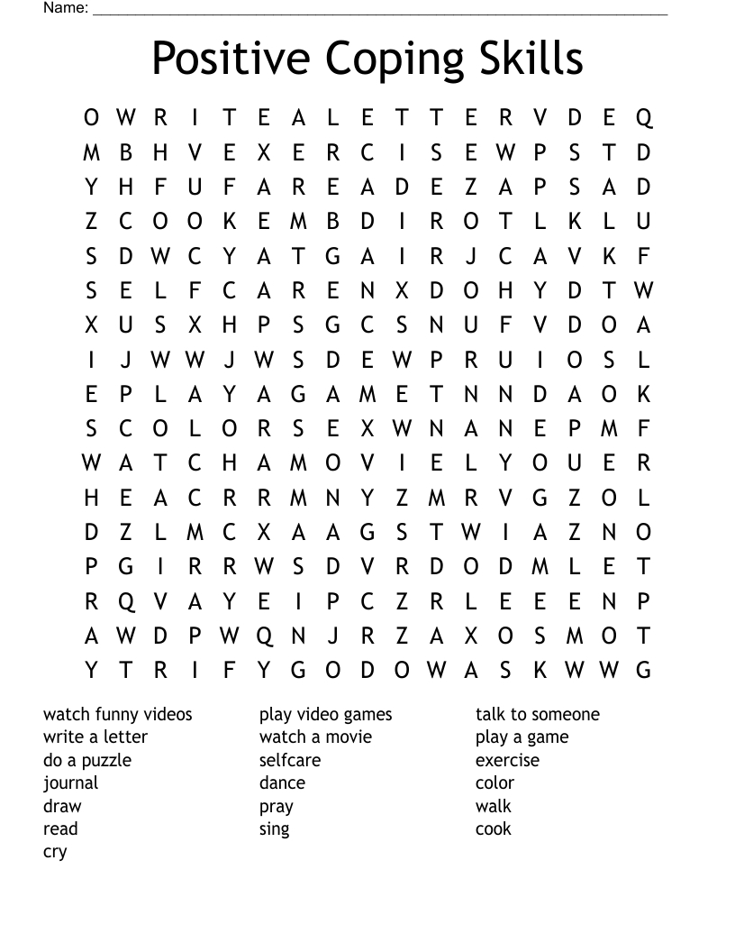 Positive Coping Skills Word Search - Wordmint intended for FREE Printable Coping Skills Word Search