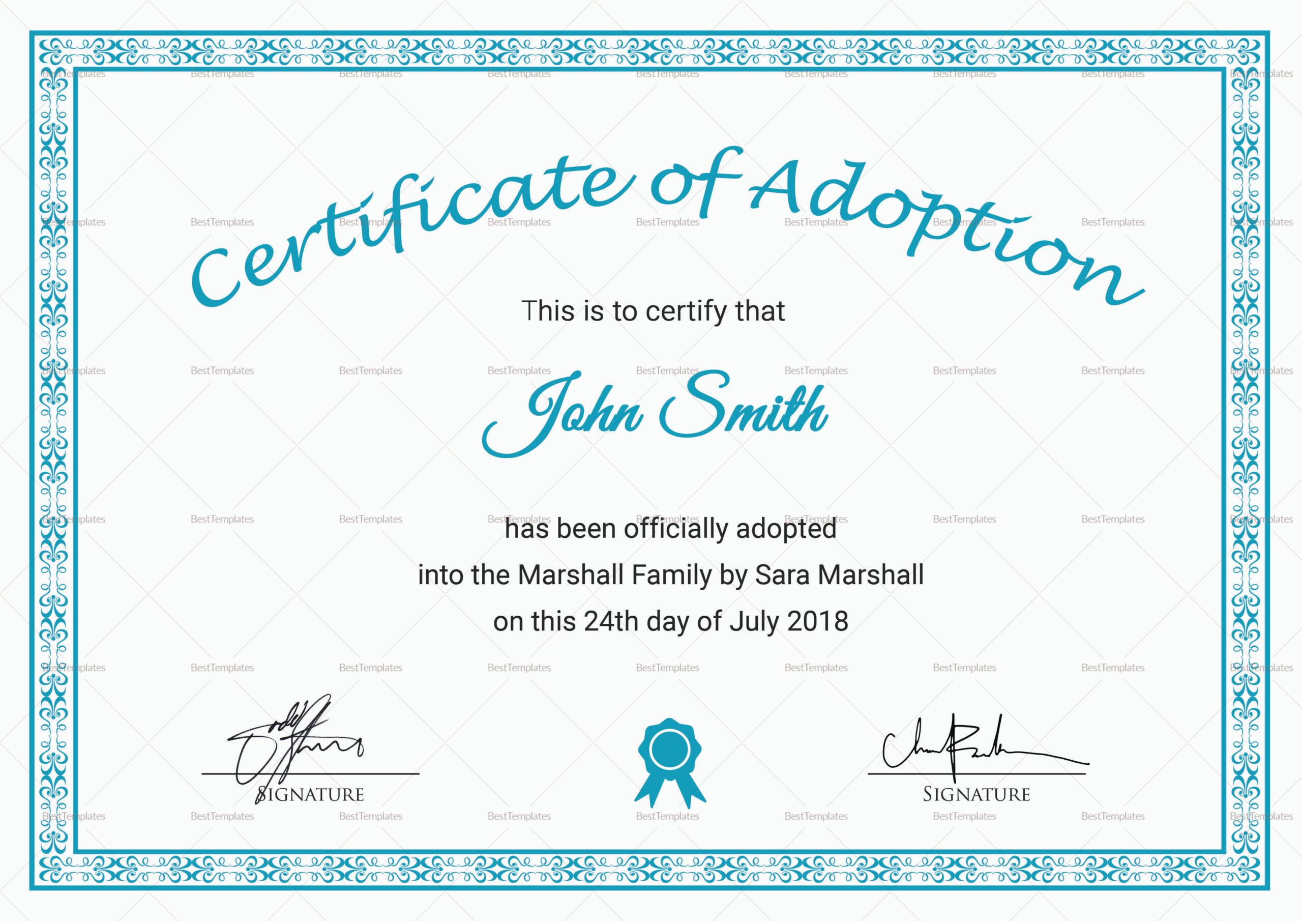 Printable Adoption Certificate Design Template In Psd, Word regarding FREE Printable Certificate of Adoption