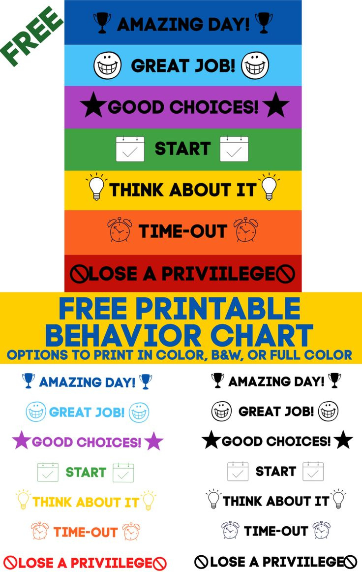 Printable Behavior Chart (Free Download) + 10 More Free Printables! within Free Printable Classroom Behavior Chart