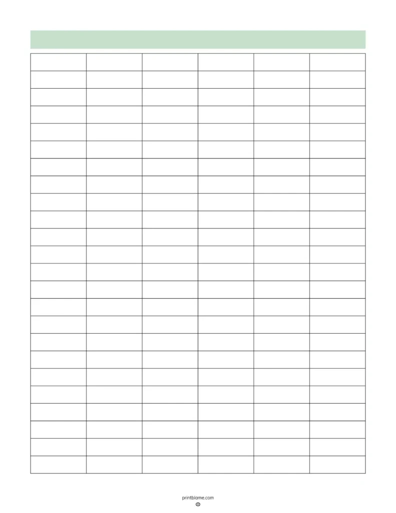 Printable Blank 6 Column Chart Templates - Free 6 Column Tables pertaining to Free Printable Charts With Lines