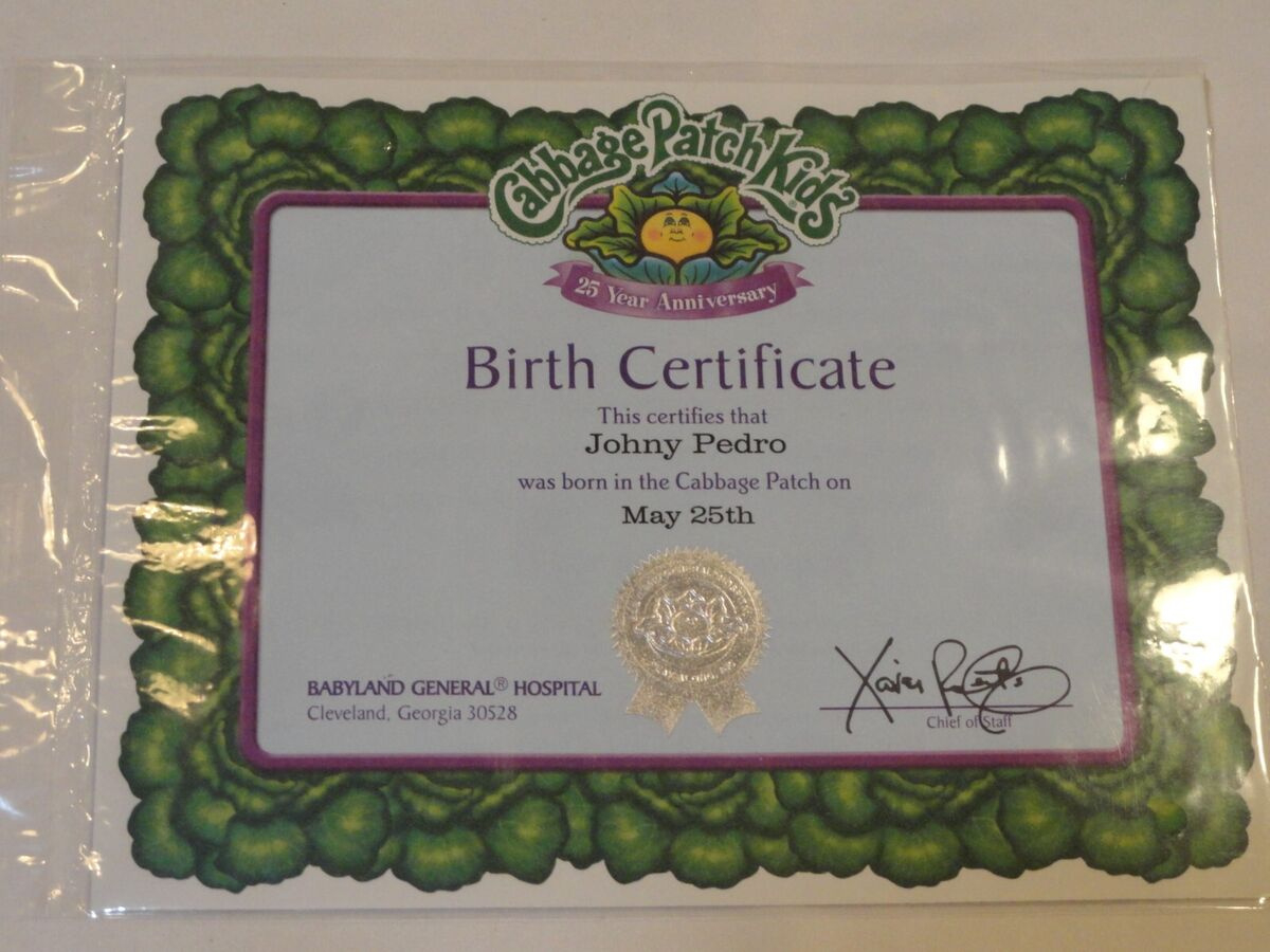 Printable Cabbage Patch Doll Birth Certificate Vintage Cabbage with Free Printable Cabbage Patch Birth Certificate