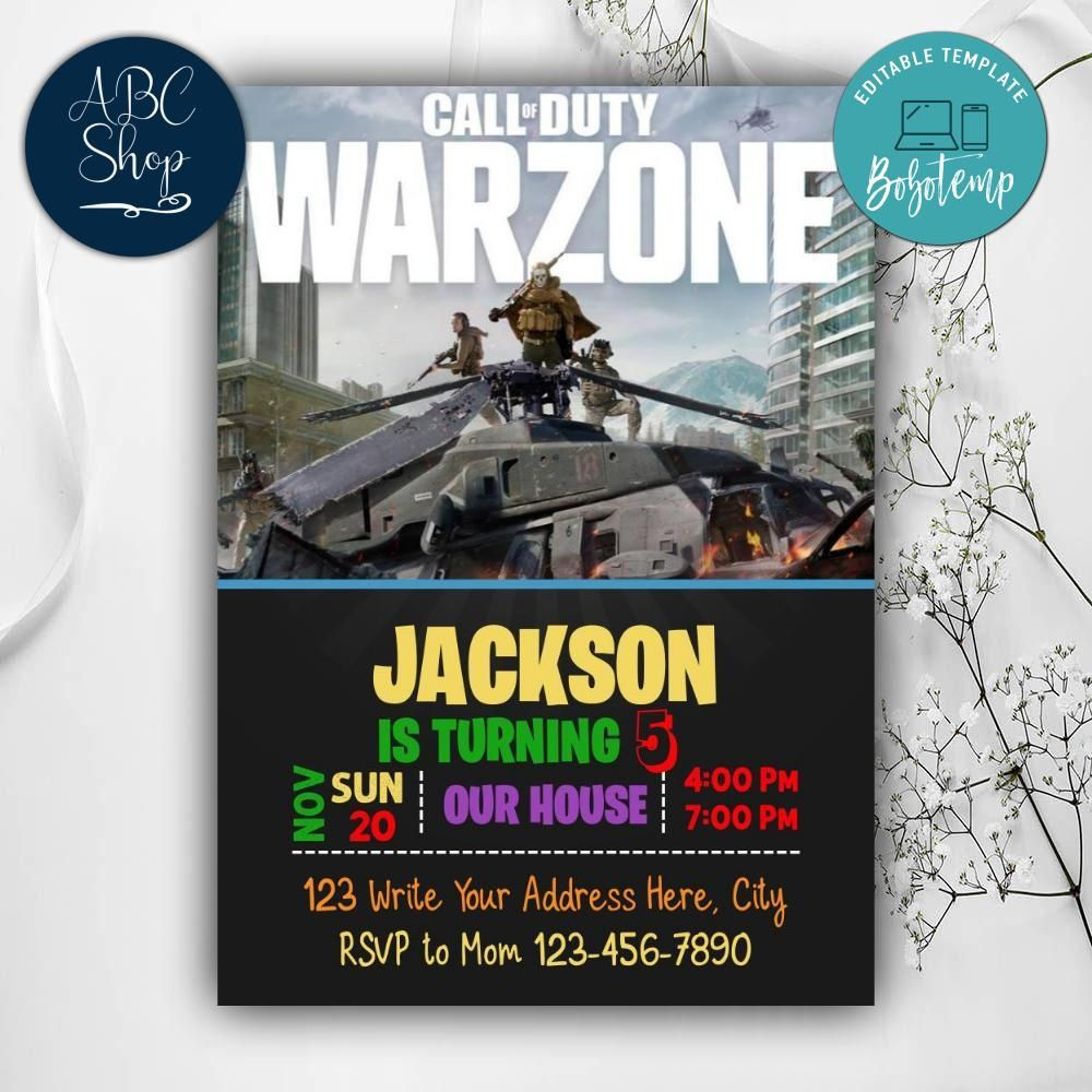Printable Call Of Duty War Zone Birthday Invitation Diy | Bobotemp for FREE Printable Call of Duty Birthday Invitations