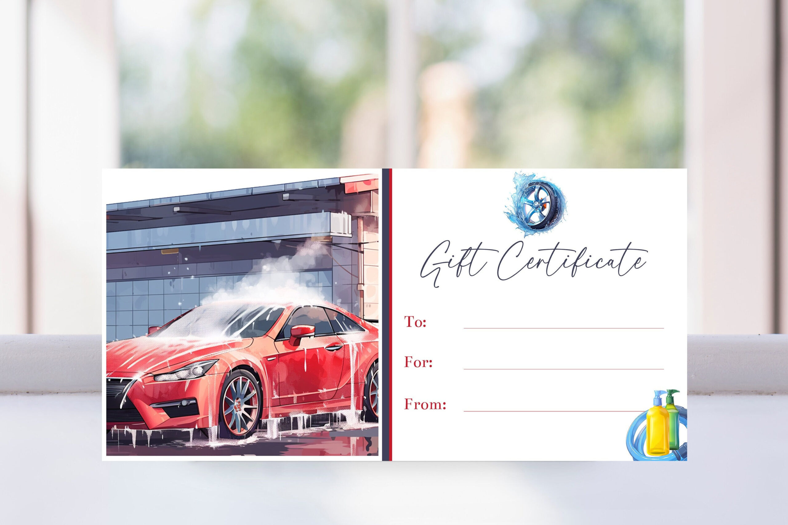Printable Car Wash Gift Certificate Voucher Template, Editable Car in Free Printable Car Wash Gift Certificate Template