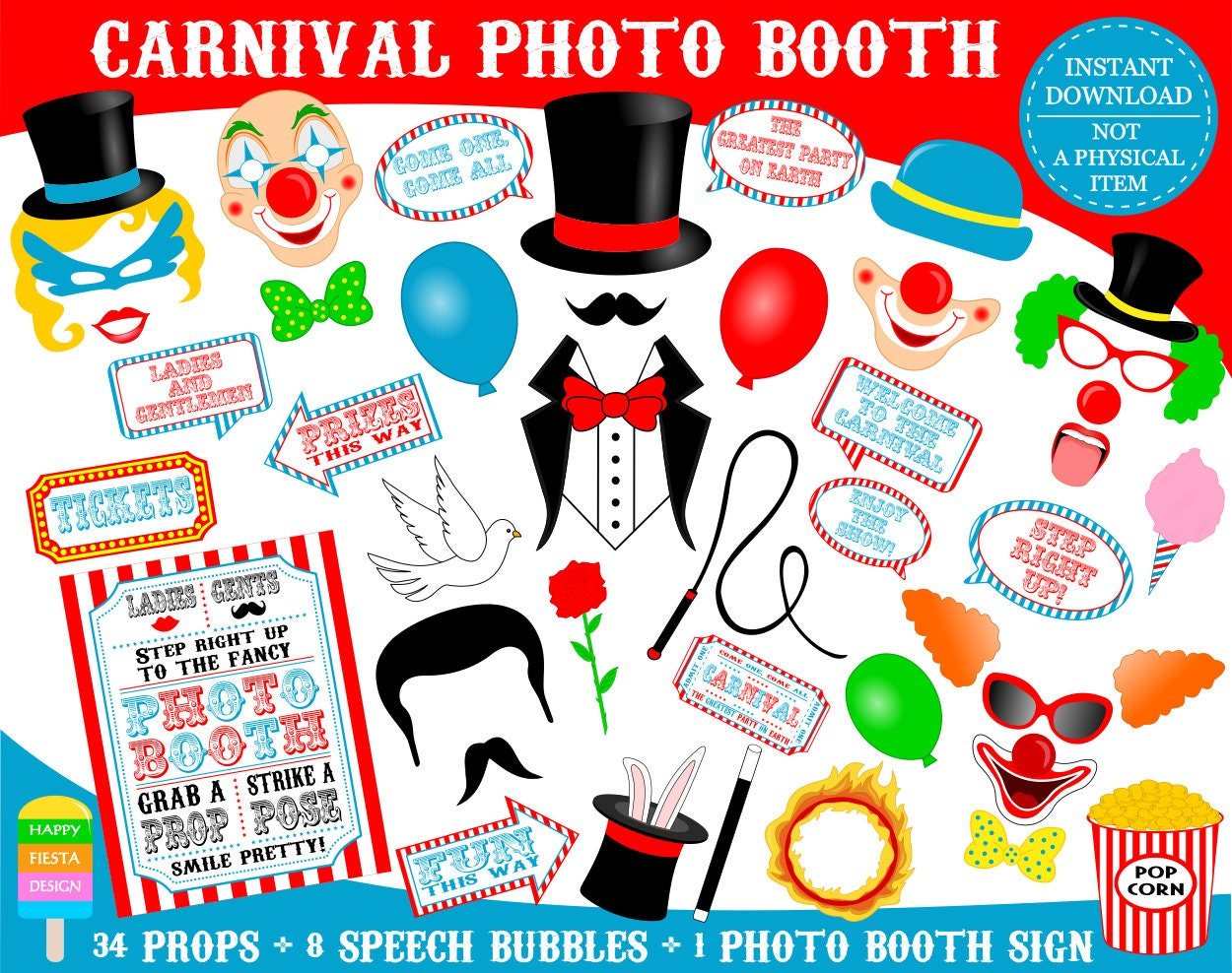 Printable Carnival Photo Booth Props-Printable Circus Photo Props for FREE Printable Carnival Photo Booth Props