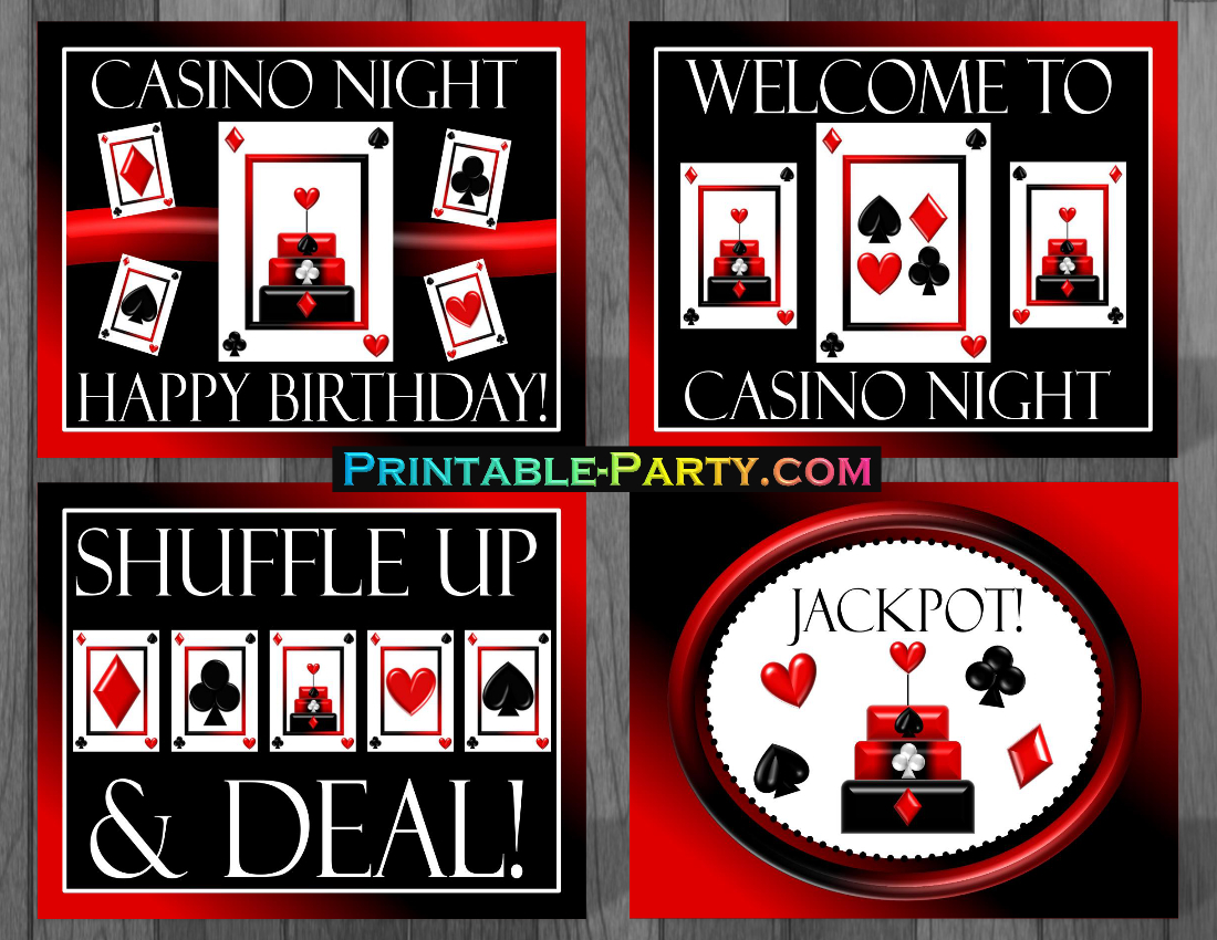 Printable Casino Night Party Supplies | Casino Birthday Party inside FREE Printable Casino Party Decorations