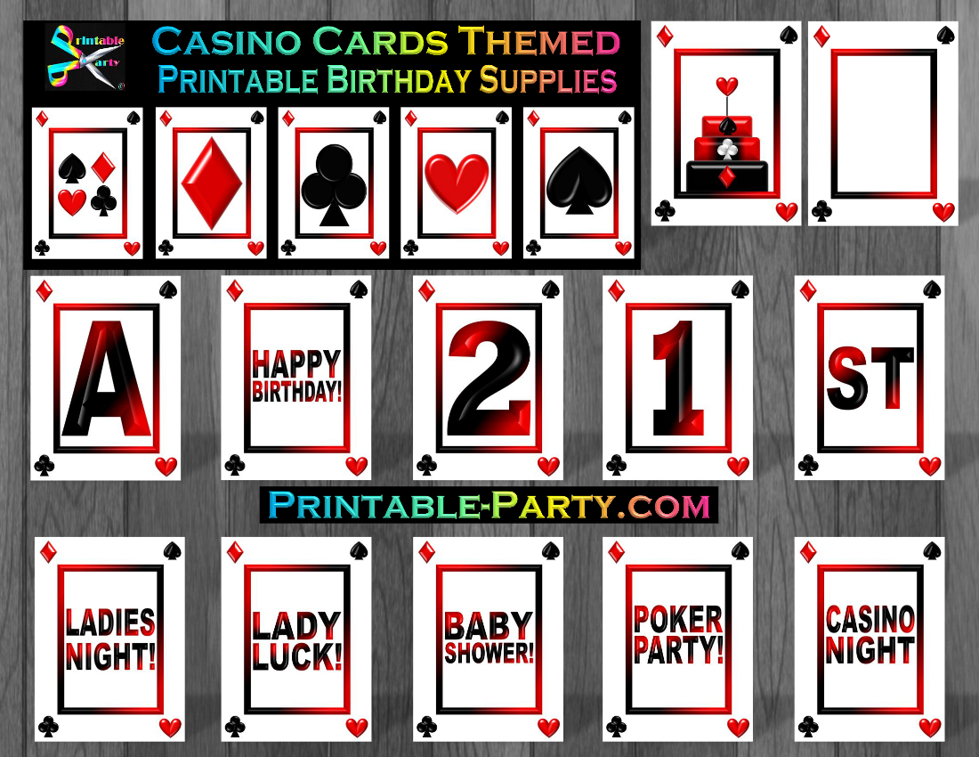 Printable Casino Night Party Supplies | Casino Birthday Party within FREE Printable Casino Party Decorations