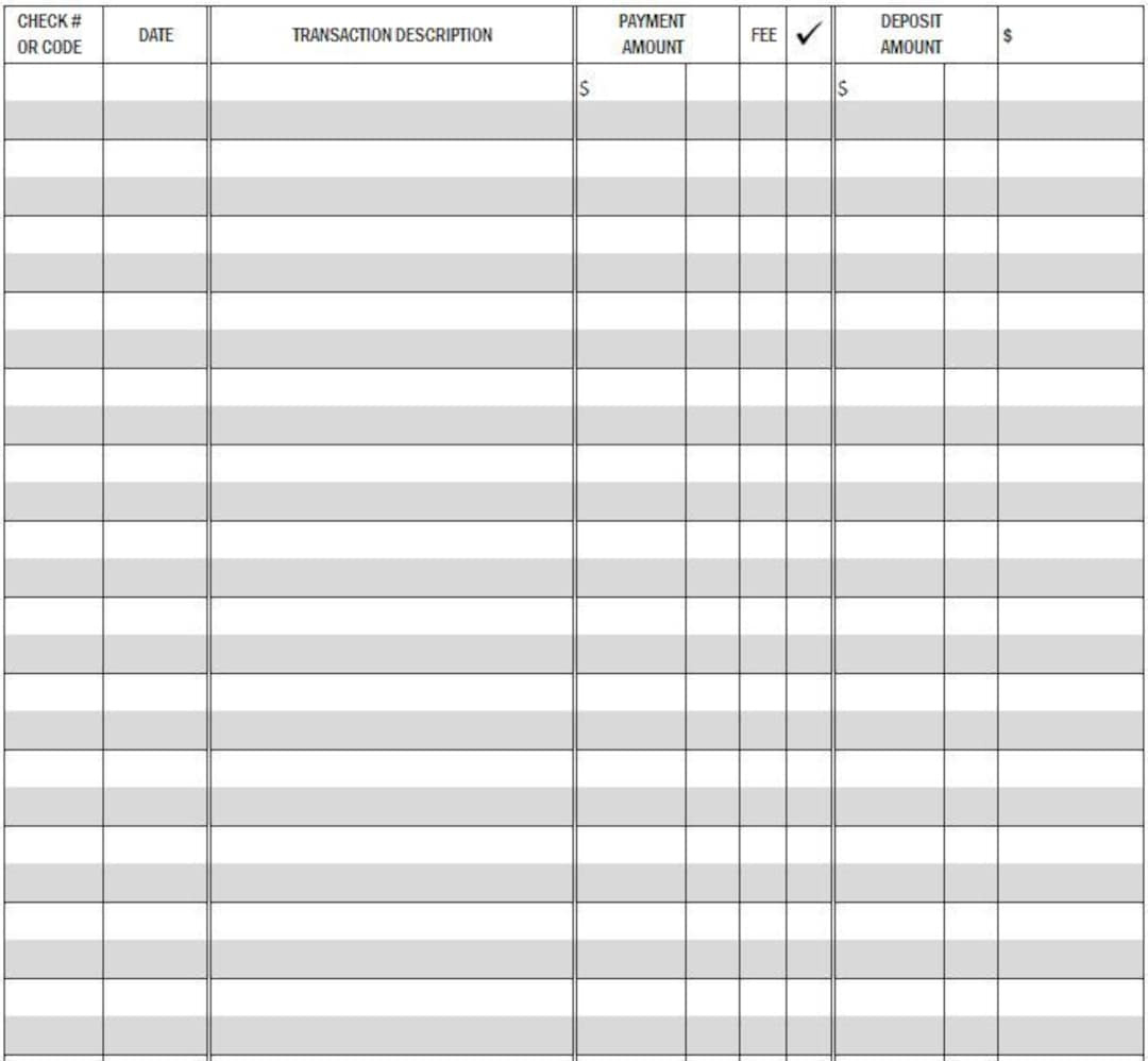 Printable Checkbook Register, Pdf Datei, Drucke Auf 8 1/2 X 11 intended for Free Printable Checkbook Transaction Register