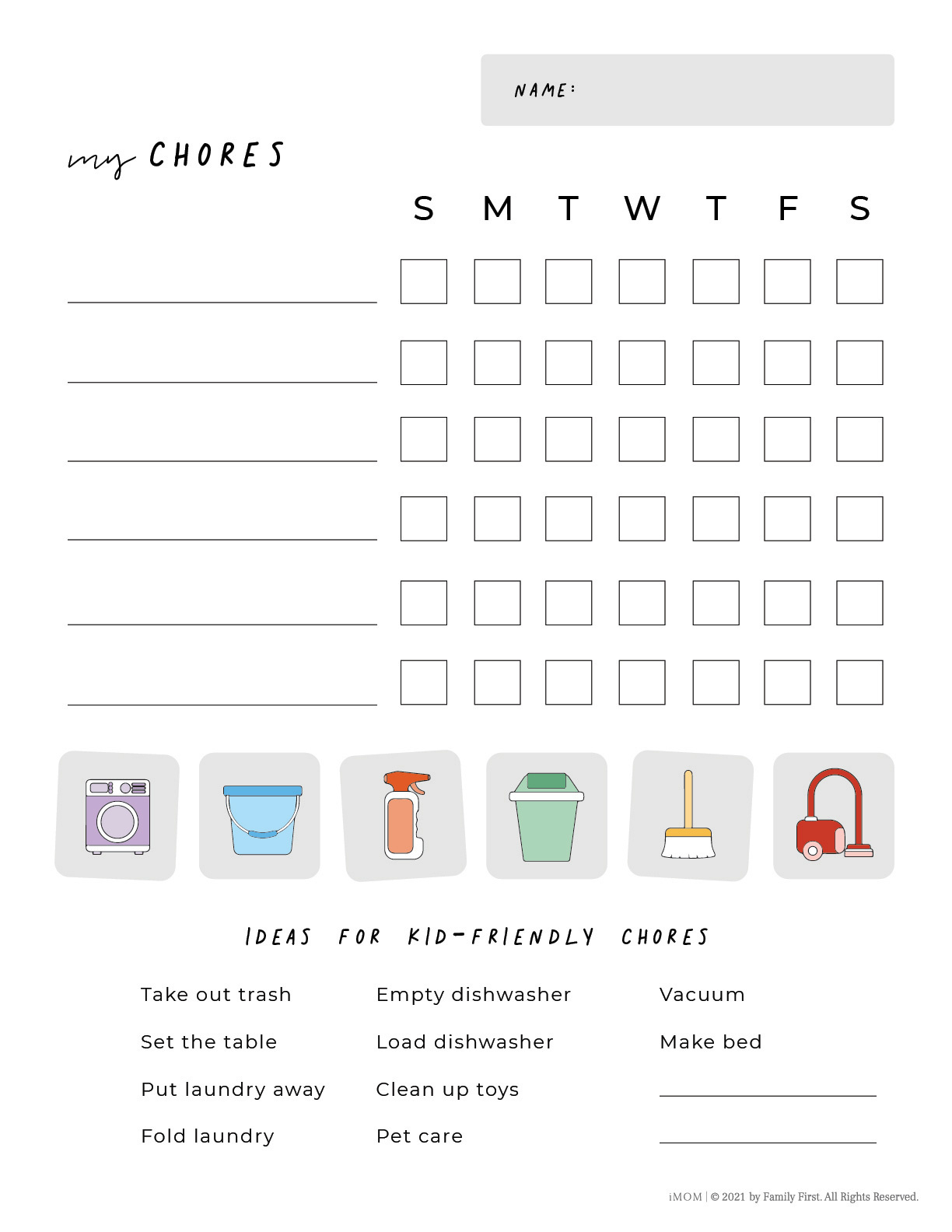 Printable Chore Chart For Kids - Imom regarding FREE Printable Chore Chart Ideas