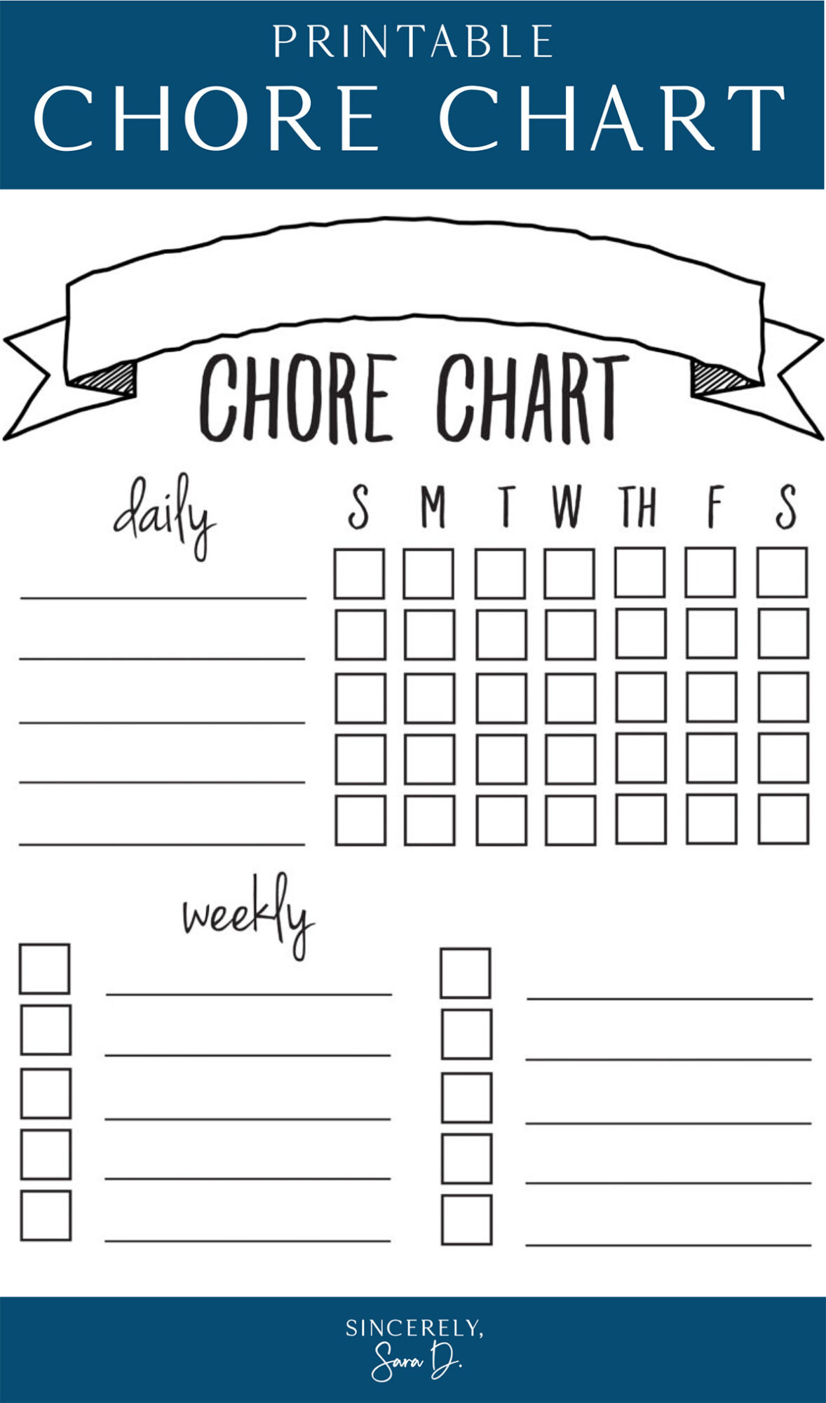 Printable Chore Chart - Sincerely, Sara D. | Home Decor &amp;amp; Diy Projects within FREE Printable Chore Charts For Kids