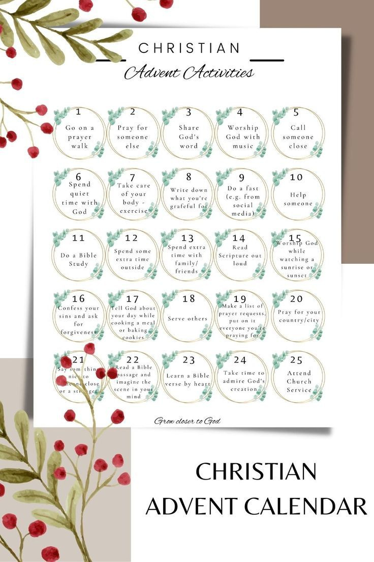 Printable Christian Advent Calendar | Religious Countdown To throughout Free Printable Christian Advent Calendar