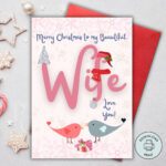 Printable Christmas Card For Wife, Merry Christmas Wife Card, Xmas with Free Printable Christmas Card For My Wife