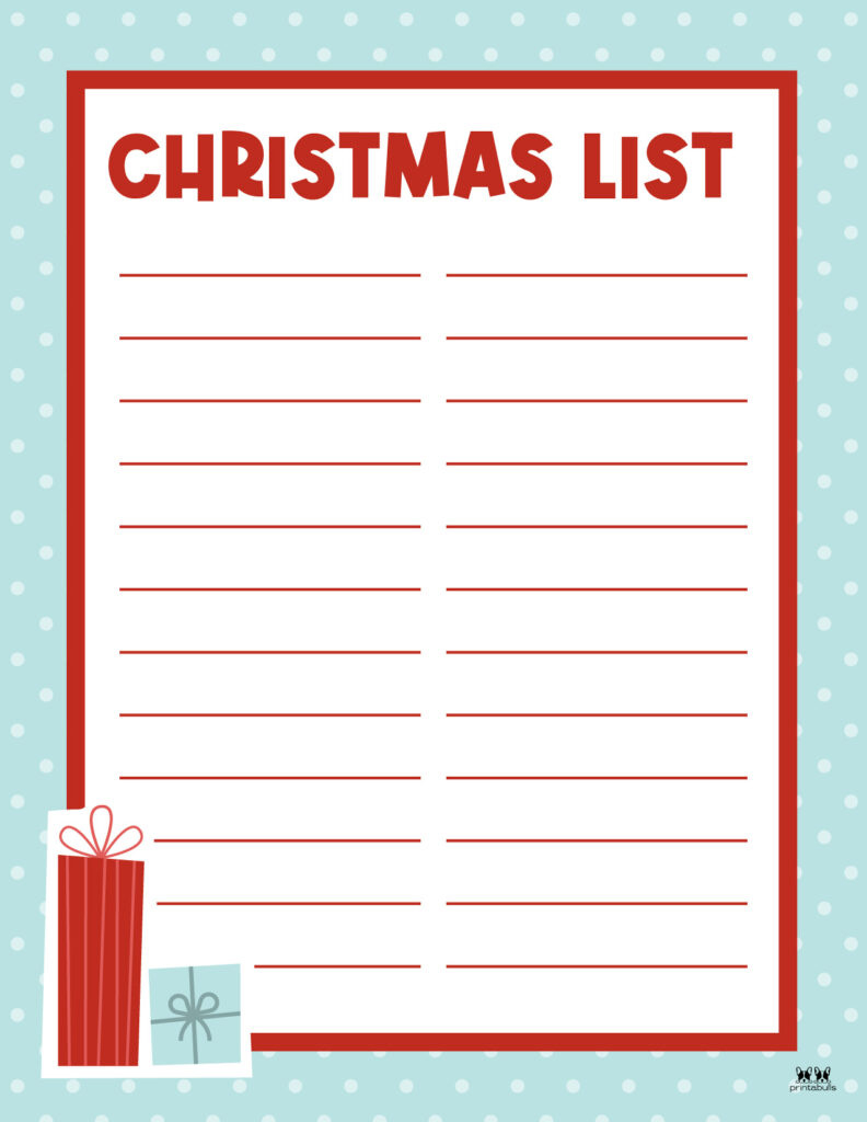 Printable Christmas Lists - 25 Free Printables | Printabulls throughout FREE Printable Christmas List Paper