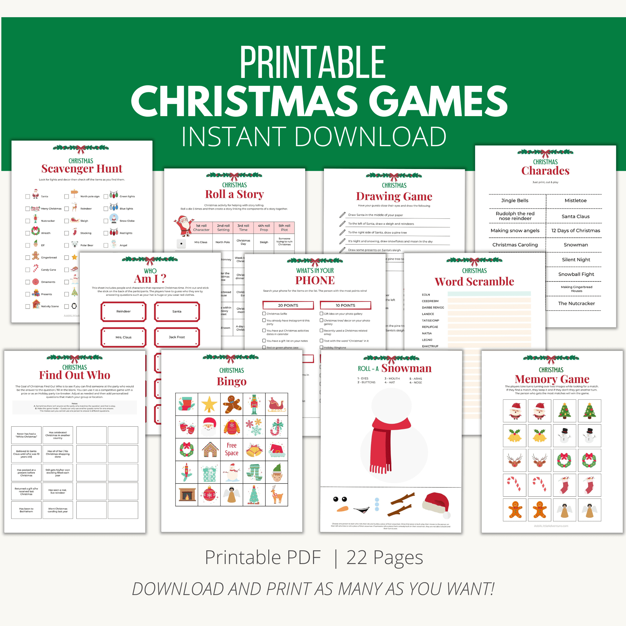Printable Christmas Party Games {Downloadable Pdf} - Add A Little throughout FREE Printable Christmas Games Adults