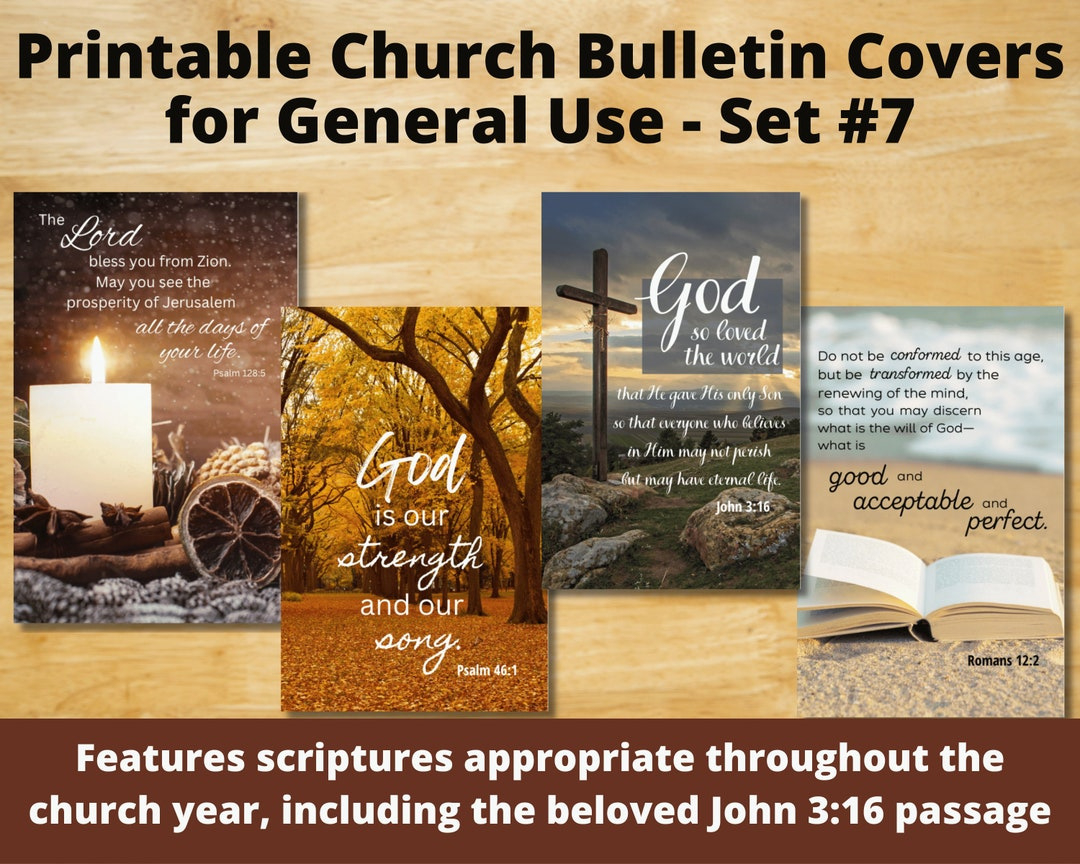Printable Church Bulletin Covers - General Use Set #7 Including intended for Free Printable Communion Bulletin Covers
