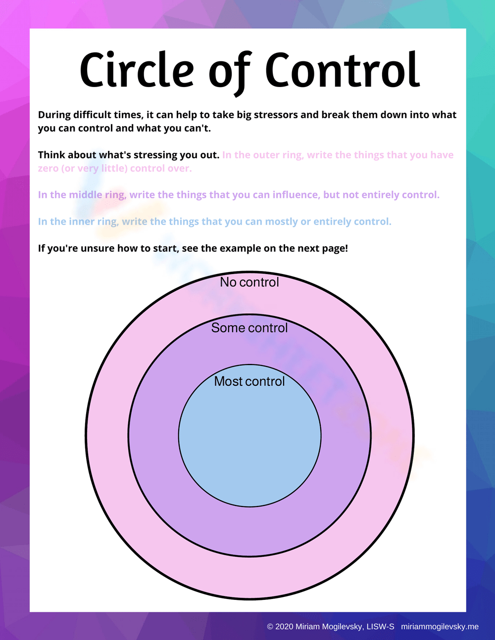 Printable Circle Of Control Worksheets inside Free Printable Circle Of Control