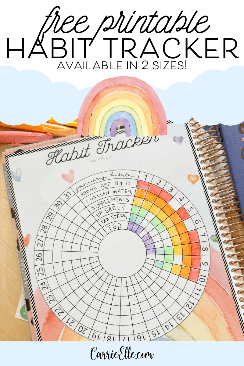 Printable Circular Habit Tracker | Rainbow Design - Carrie Elle with Free Printable Circle Habit Tracker