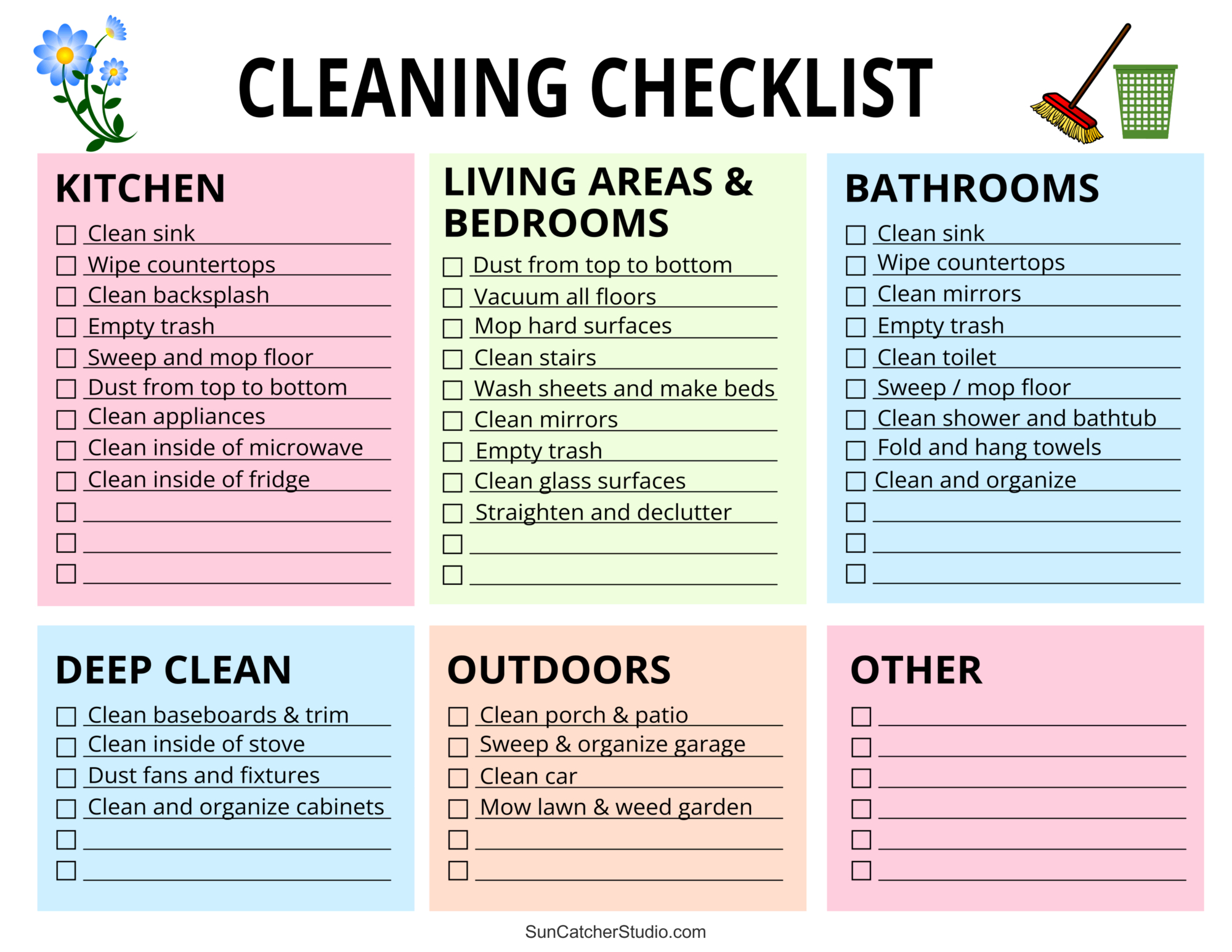 Printable Cleaning Schedule (Spring, Daily, &amp;amp; Weekly Checklists throughout Free Printable Cleaning Schedule Template