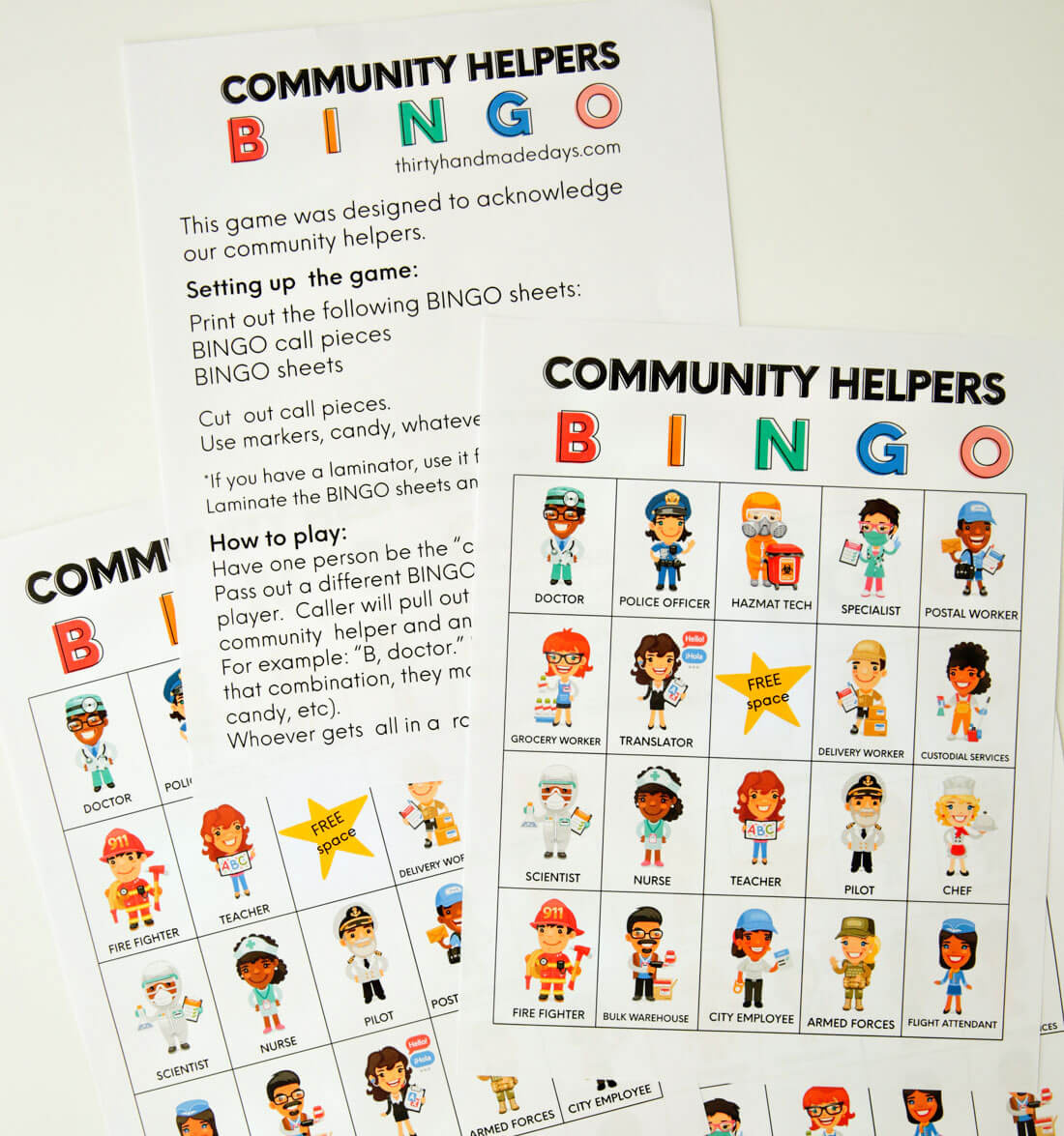 Printable Community Helpers Bingo From 30Daysblog intended for Free Printable Community Helper Bingo