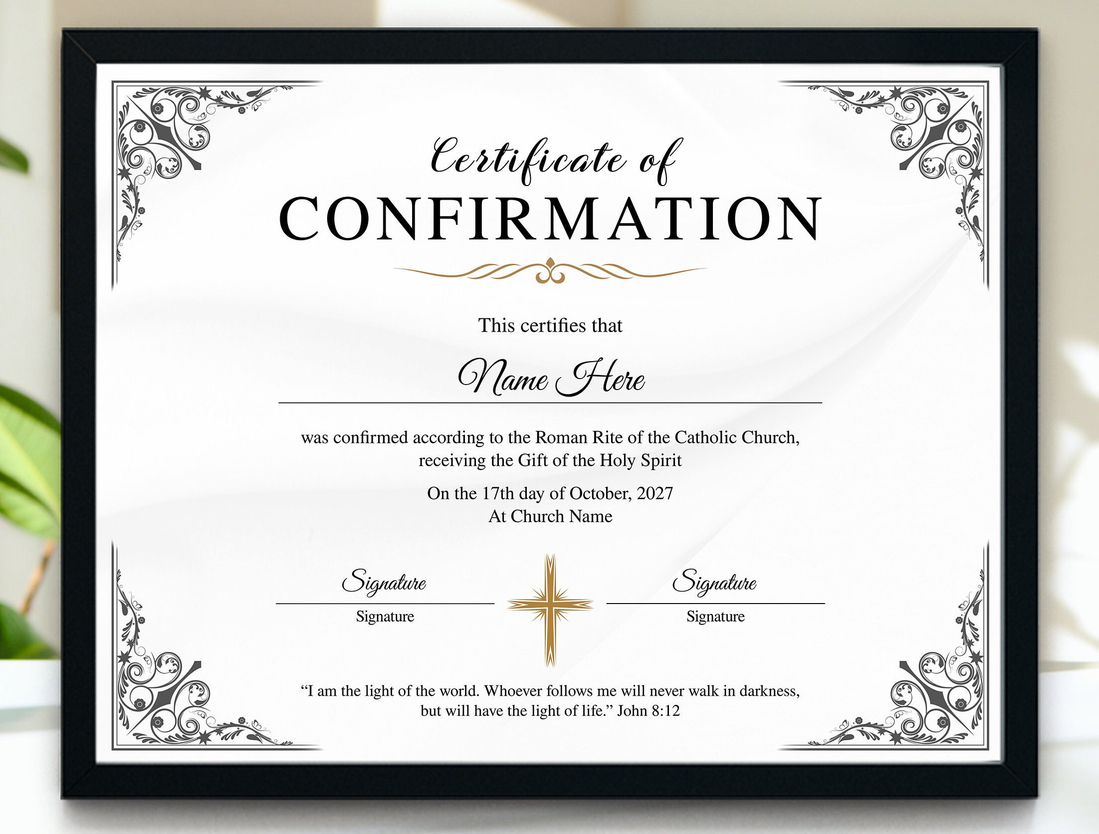 Printable Confirmation Certificate, Church Certificate Template throughout FREE Printable Catholic Confirmation Certificate Template