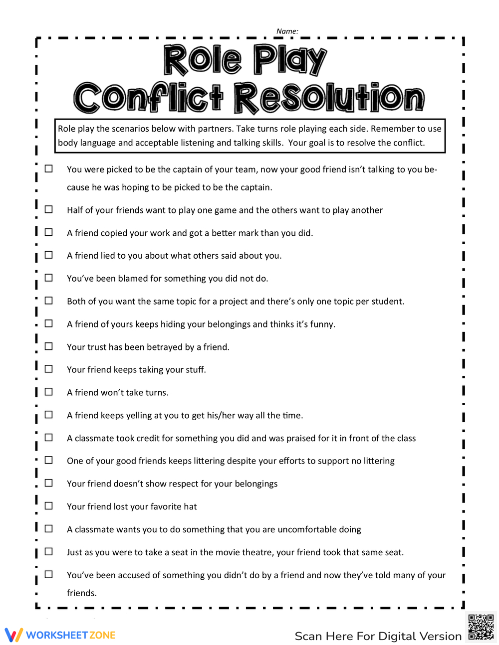 Printable Conflict Resolution Worksheets intended for FREE Printable Conflict Resolution Worksheets For Adults
