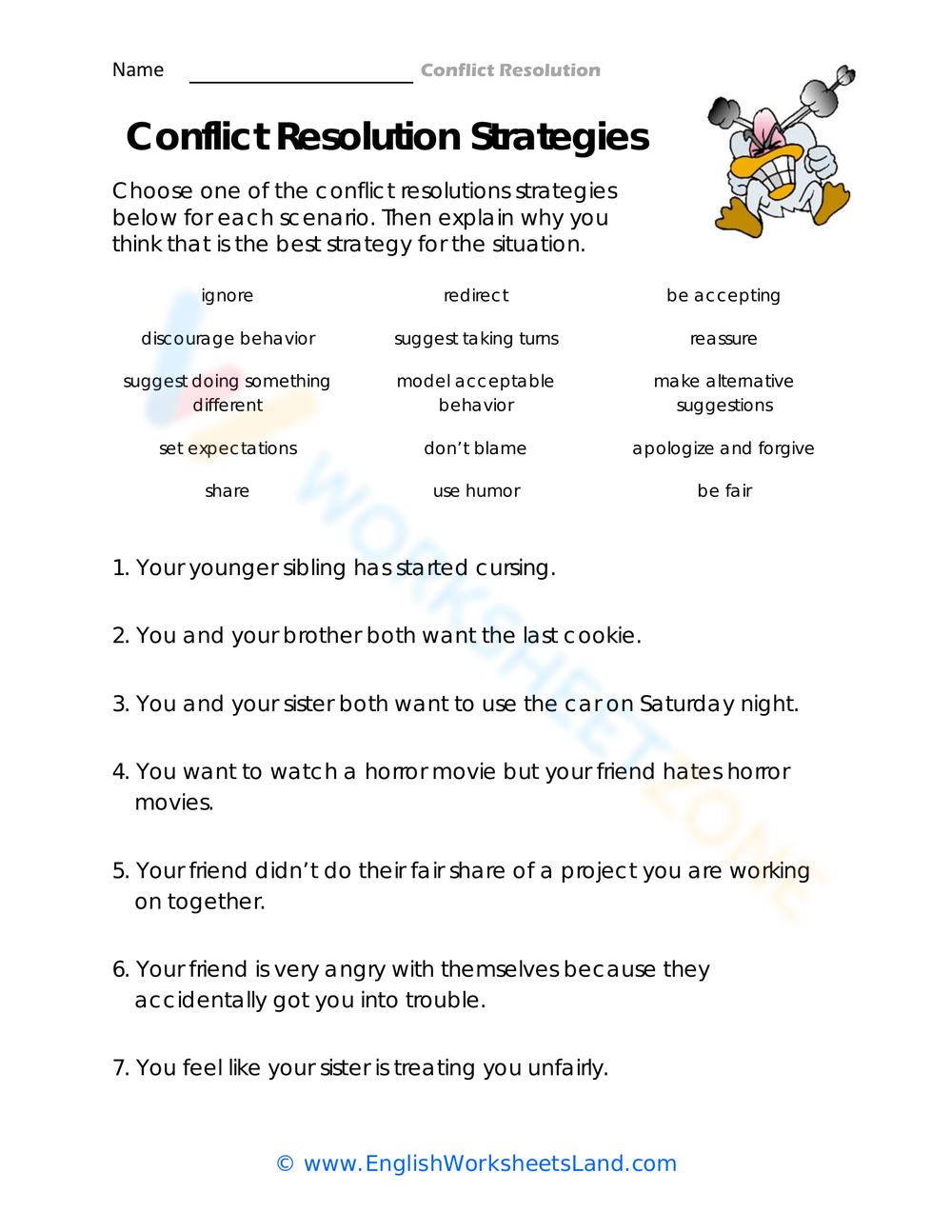 Printable Conflict Resolution Worksheets regarding Free Printable Conflict Resolution Worksheets For Adults