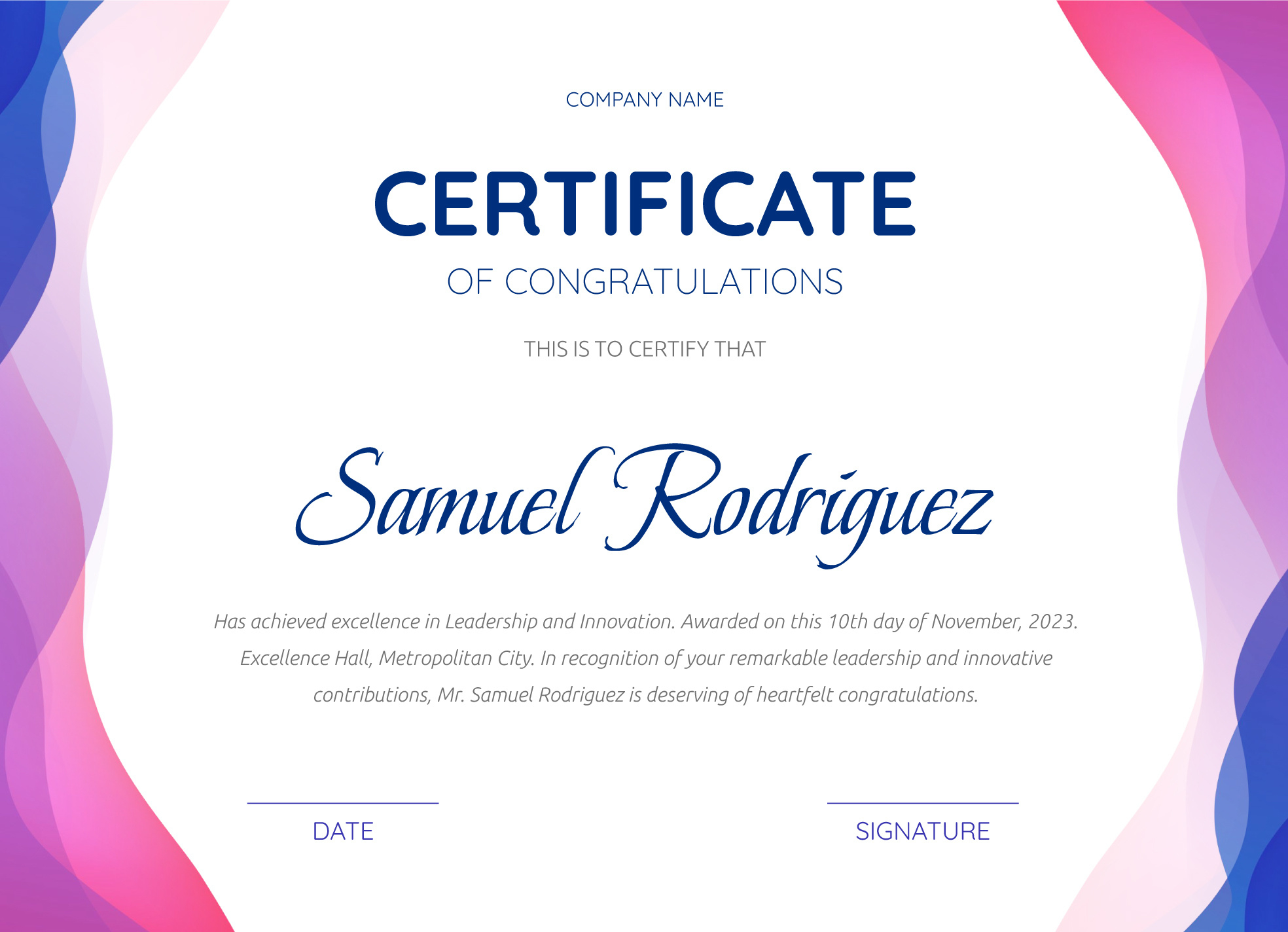 Printable Congratulations Certificate Free Google Docs Template regarding Free Printable Congratulations Certificate Template
