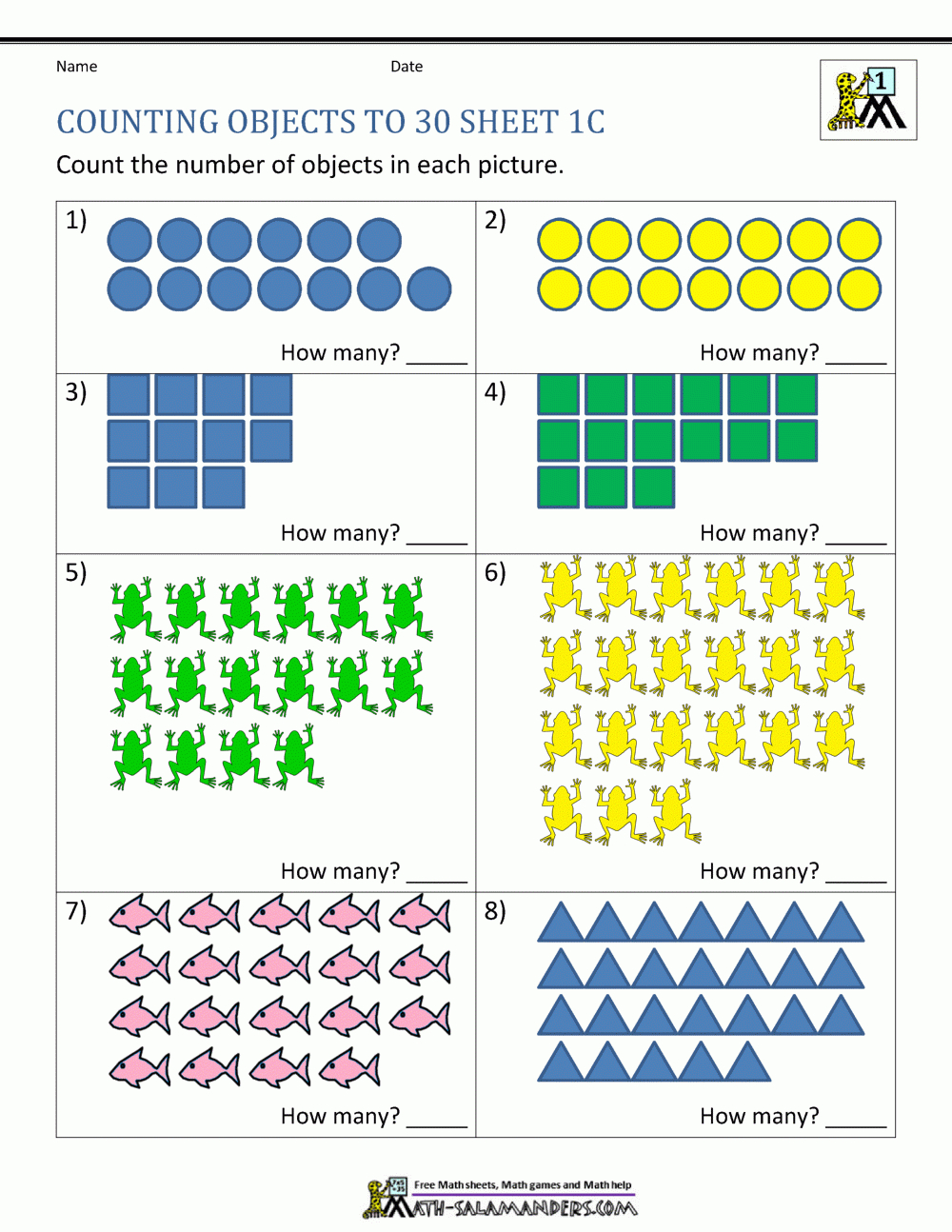 Printable Counting Worksheet - Counting Up To 50 in Free Printable Counting Objects Worksheets