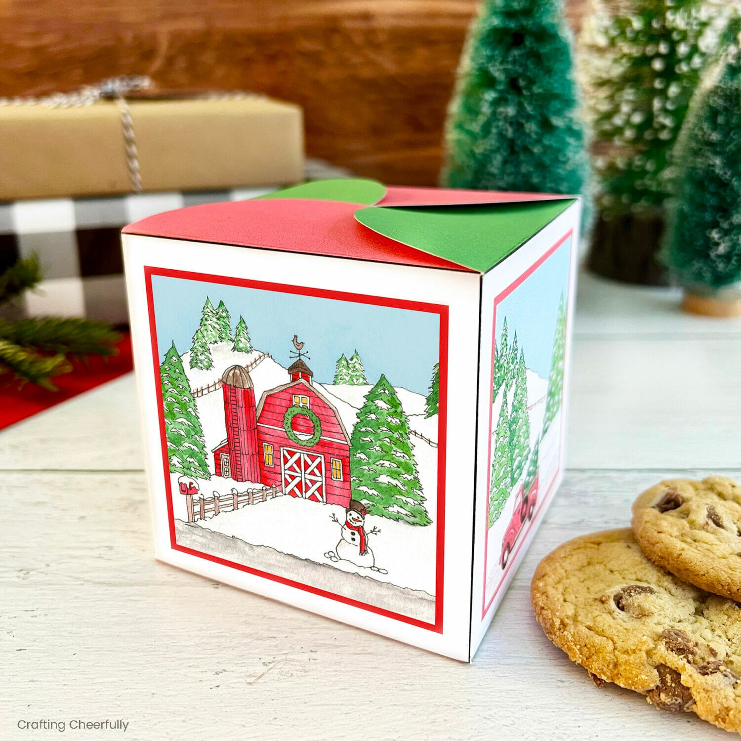 Printable Country Christmas Gift Box - Crafting Cheerfully for Free Printable Christmas Gift Boxes