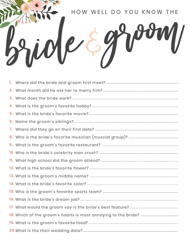 Printable Couples Wedding Shower Games in FREE Printable Couples Wedding Shower Games